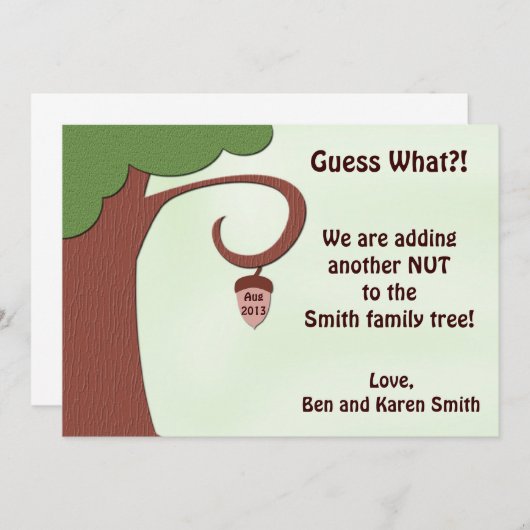 Funny Pregnancy Announcard - Nut to Tree Aankondiging (Voorkant / Achterkant)