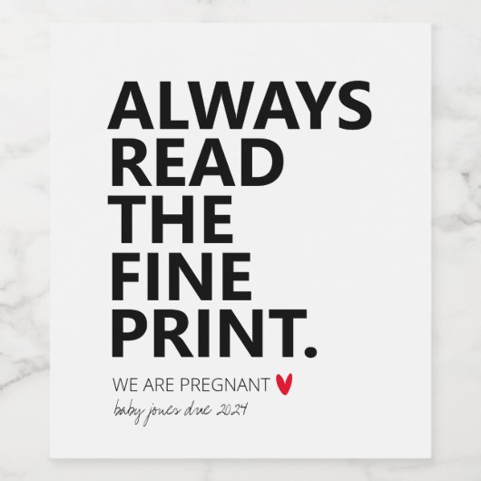 Funny Pregnancy Baby Aankondiging Gepersonaliseerd Wijn Etiket (Enkel label)