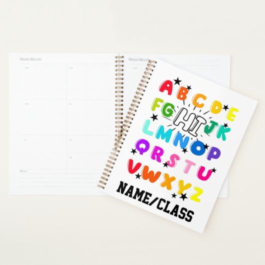 Funny PreK Kindergarten Hi Alphabet Back To School Planner (Display)