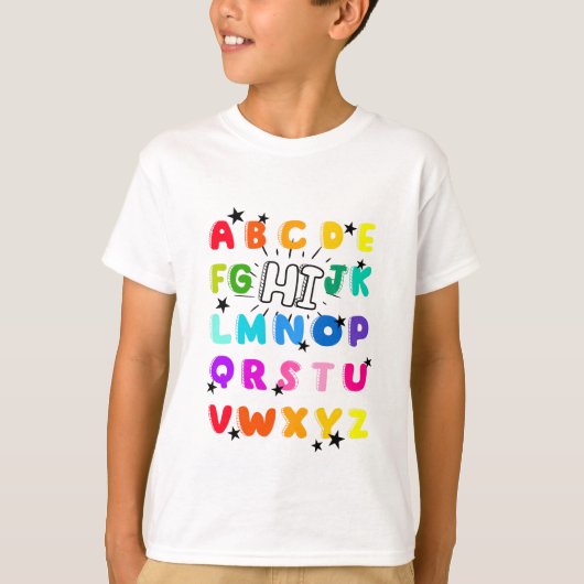 Funny PreK Kindergarten Hi Alphabet Terug naar sch T-shirt (Voorkant)