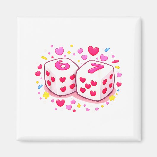 Funny Preppy 67 Valentine Six Seven Dice 6 7 Men W Magneet (Voorkant)