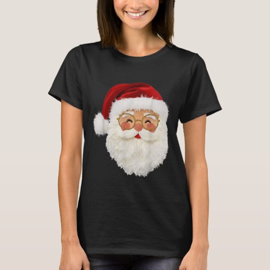 Funny Preppy Realistic Faux Yarn Santa Claus Merry T-shirt (Voorkant)