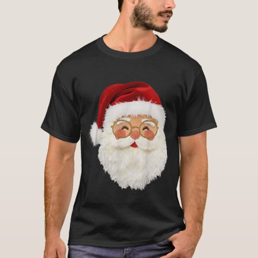 Funny Preppy Realistic Faux Yarn Santa Claus Merry T-shirt (Voorkant)