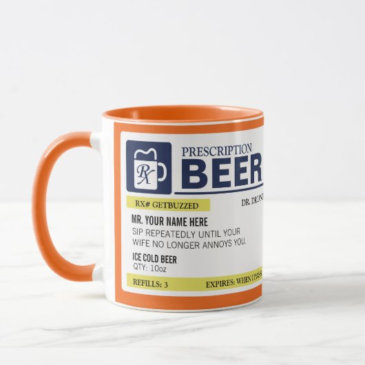 Funny Prescription Beer Mok (Links)