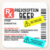 Funny Prescription Beer Warning Label Personalizd Kartonnen Onderzetters (Voorkant)