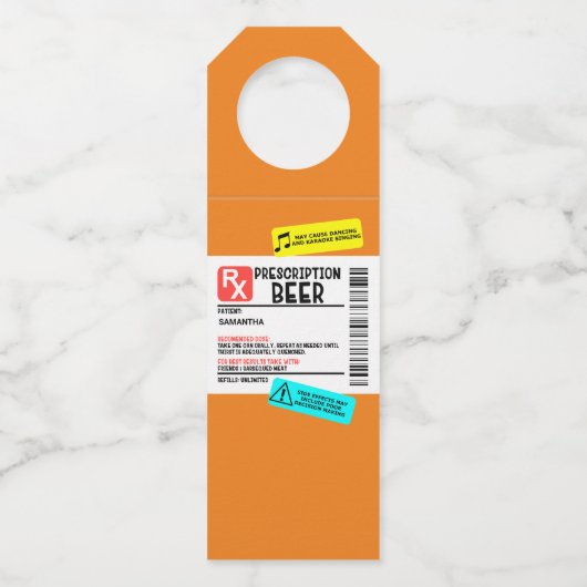 Funny Prescription Beer Warning Label Persoonlijk (Voorkant)