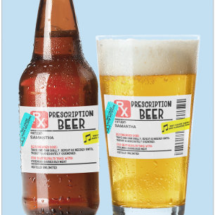 Funny Prescription Beer Warning Label Persoonlijk