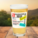 Funny Prescription Beer Warning Label Persoonlijk Glas<br><div class="desc">Dit ontwerp kan op het gebied worden gepersonaliseerd dat door de foto en/of tekst te veranderen wordt verstrekt. Of het kan worden aangepast door te klikken deze Sjabloon personaliseert en dan de klik te kiezen om verdere optie aan te passen en de kleur van de achtergrond te schrappen of te...</div>