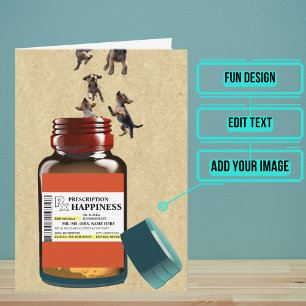 Funny Prescription Bottle of Puppies Verjaardag Kaart