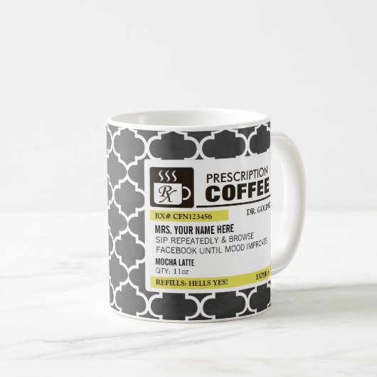 Funny Prescription Coffee Mok met Monogram (Voorkant rechts)