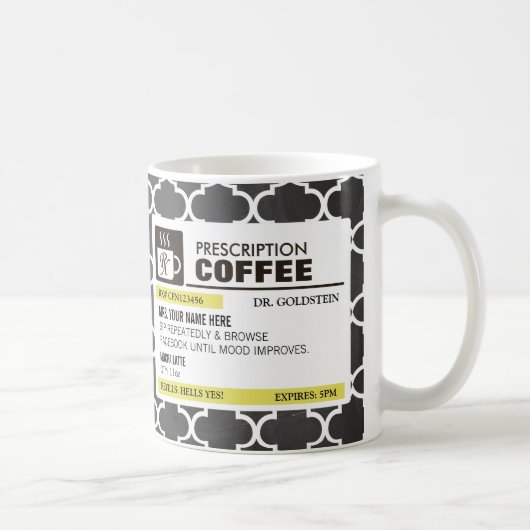 Funny Prescription Coffee Mok met Monogram (Rechts)