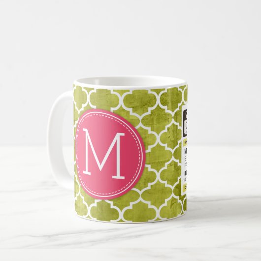 Funny Prescription Coffee Mok met Monogram (Voorkant links)