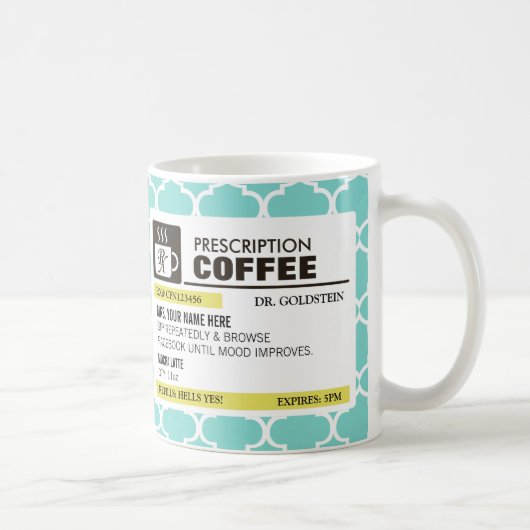 Funny Prescription Coffee Mok met Monogram (Rechts)