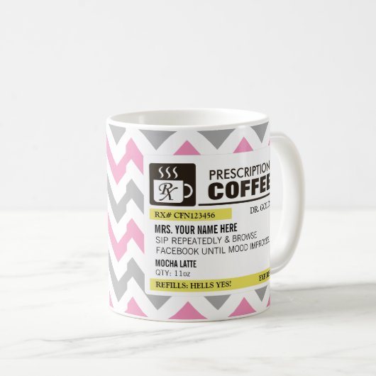 Funny Prescription Coffee Mok met Monogram (Voorkant rechts)