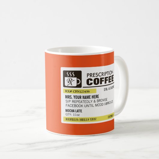 Funny Prescription Coffee Mok met Monogram (Voorkant rechts)