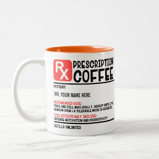 Funny Prescription Coffee Tweekleurige Koffiemok (Links)