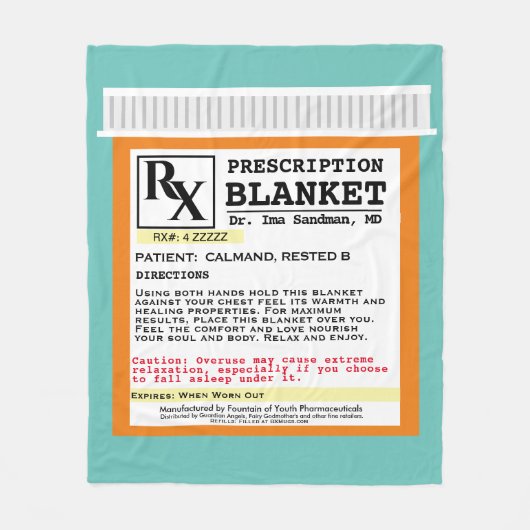 Funny Prescription Get Well Fleece Blanket (Voorkant)