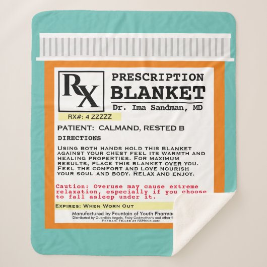 Funny Prescription Get Well Sherpa Blanket Deken (Voorkant)