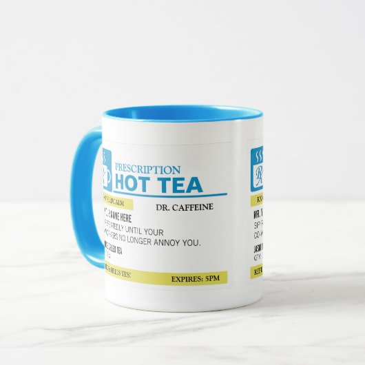 Funny Prescription Hot Tea - Light Blue Mok (Voorkant links)