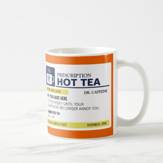 Funny Prescription Hot Tea met aangepast monogram Koffiemok (Rechts)
