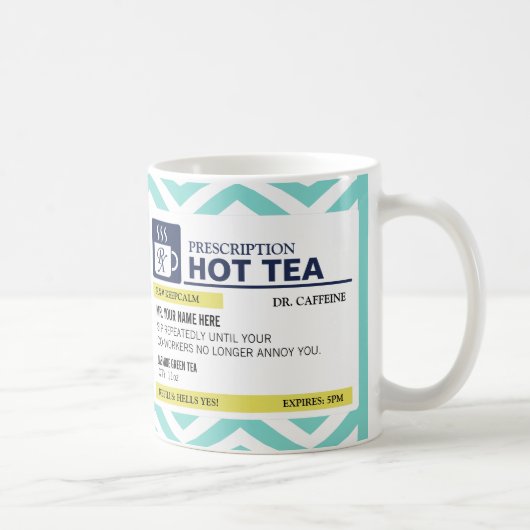Funny Prescription Hot Tea met aangepast monogram Koffiemok (Rechts)
