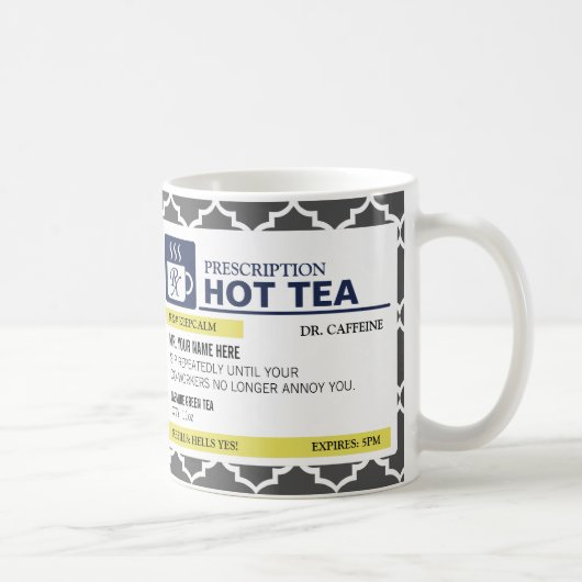 Funny Prescription Hot Tea met aangepast monogram Mok (Rechts)