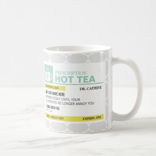 Funny Prescription Hot Tea met Custom Monogram Koffiemok (Rechts)