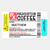 Funny Prescription Koffee Label op maat (Voorkant)