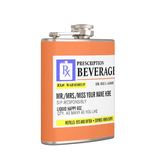Funny Prescription Label Beverage Flask Heupfles (Rechts)