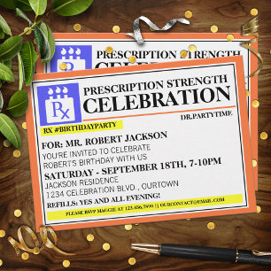 Funny Prescription Label Birthday Party Kaart