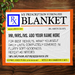 Funny Prescription Label Fleece Deken<br><div class="desc">Voeg een naam toe aan deze grappige "recept"-deken voor een uniek cadeauidee! Of,  vul je eigen recept voor een beetje zacht en maak iets voor jezelf.</div>