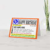 Funny Prescription Label Happy Birthday Greeting Kaart (Voorkant)
