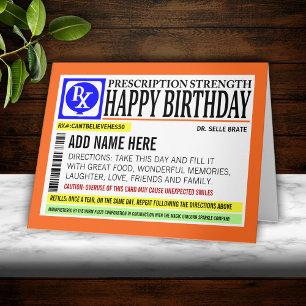 Funny Prescription Label Happy Birthday Greeting Kaart