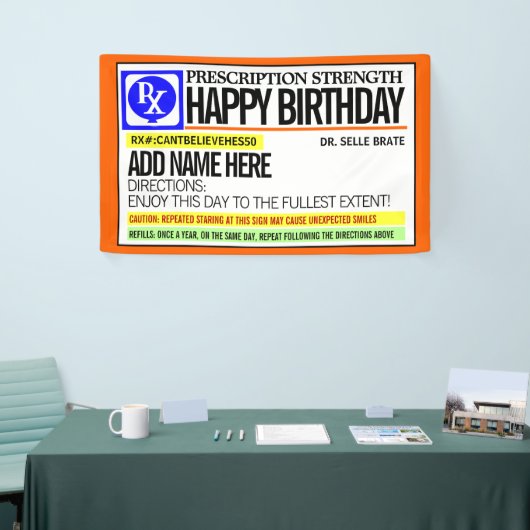 Funny Prescription Label Happy Birthday Spandoek (Beurs)