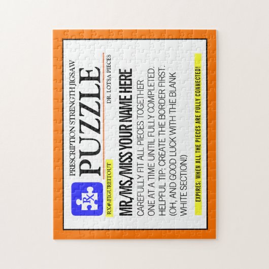 Funny Prescription Label Persoonlijk Legpuzzel (Verticaal)