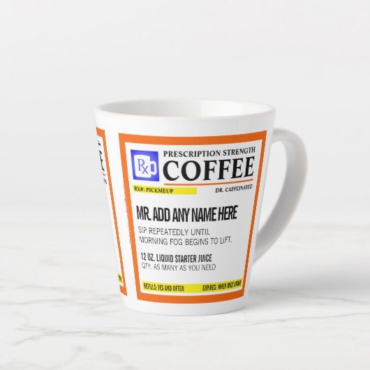 Funny Prescription Personalized Latte Mok (Rechterhoek)