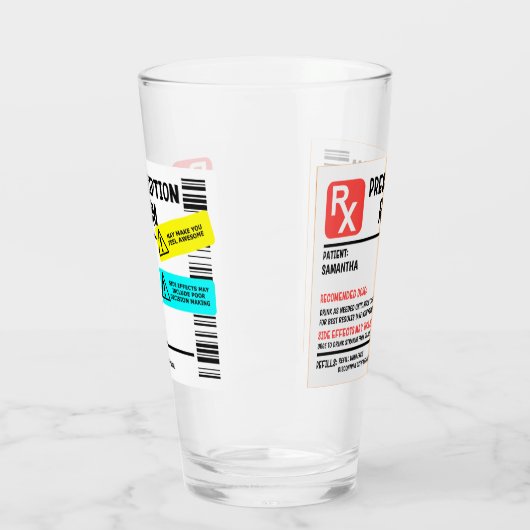 Funny Prescription Rum Warning Label Persoonlijk Glas (Links)