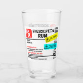 Funny Prescription Rum Warning Label Persoonlijk Glas (Voorkant)