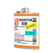 Funny Prescription Rum Warning Label Persoonlijk Heupfles (Links)