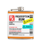 Funny Prescription Rum Warning Label Persoonlijk Heupfles (Voorkant)