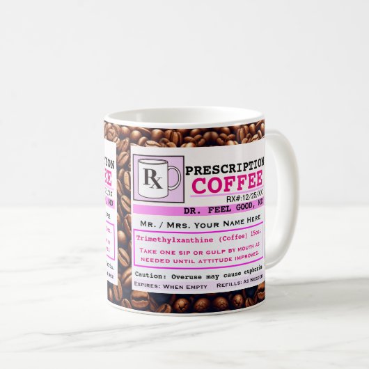 Funny Prescription RX Coffee Mok (Voorkant rechts)