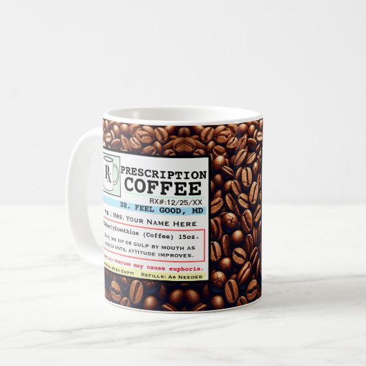 Funny Prescription RX Coffee  Mok (Voorkant links)