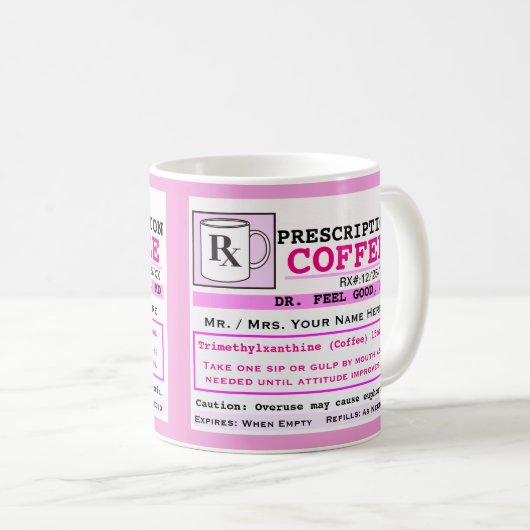 Funny Prescription RX Coffee Mok (Voorkant rechts)
