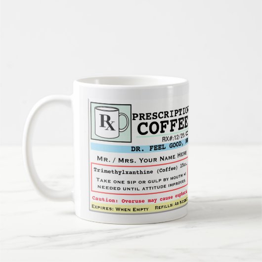 Funny Prescription RX Coffee Mok (Links)