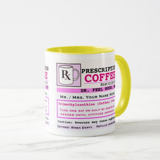 Funny Prescription RX Coffee Mok (Voorkant rechts)