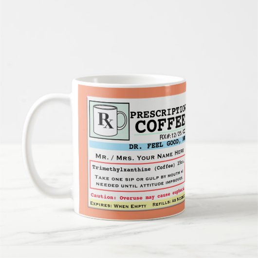 Funny Prescription RX Coffee Mok (Links)