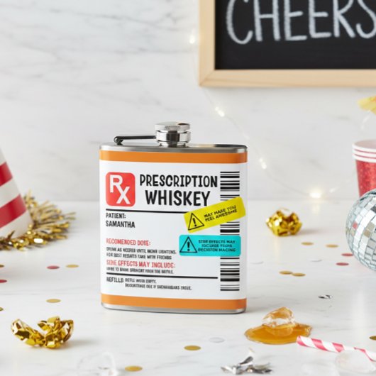 Funny Prescription Whiskey Custom Warning Label  Heupfles