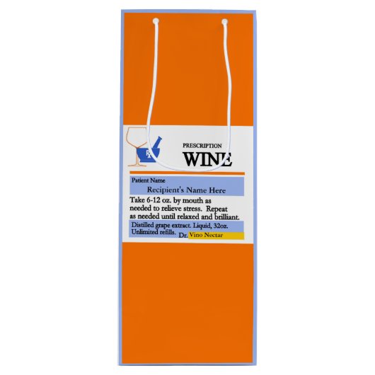 Funny Prescription Wine Gift Bag Wijn Cadeautas (Voorkant)