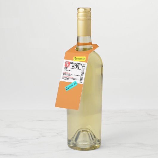 Funny Prescription Wine Warning Label Persoonlijk (Schuin)