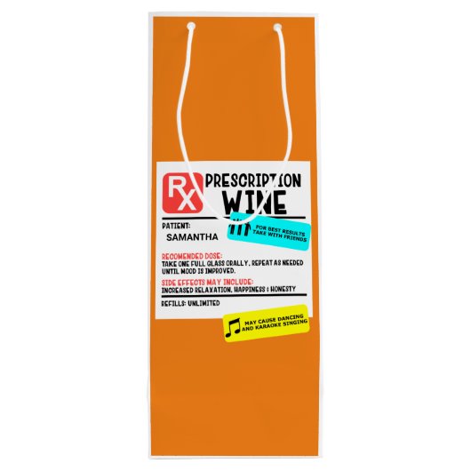 Funny Prescription Wine Warning Label Persoonlijk Wijn Cadeautas (Achterkant)